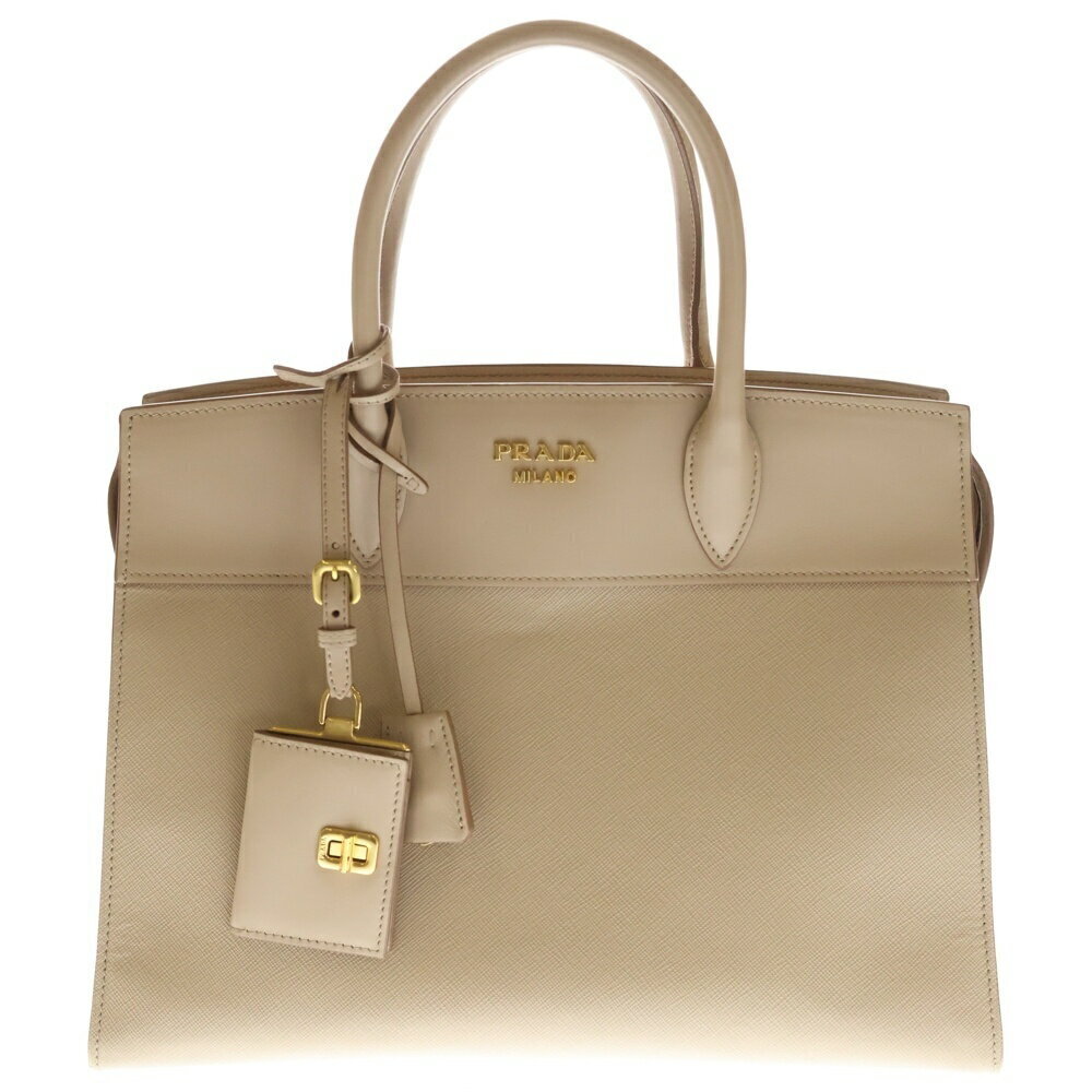 PRADA Esplanade Handbag Shoulder Bag Beige Leather
